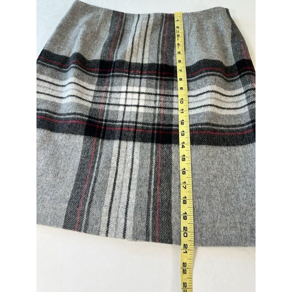 VTG Talbots Tartan Plaid Wool Mini Skirt 12 Black Gray Italian Academia Preppy - Picture 6 of 7